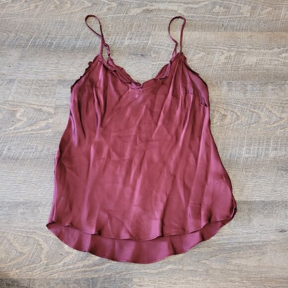 WILFRED | Aritzia Ruffle Camisole Satin Cupro Tank Top | Sz. XS - Picture 2 of 6